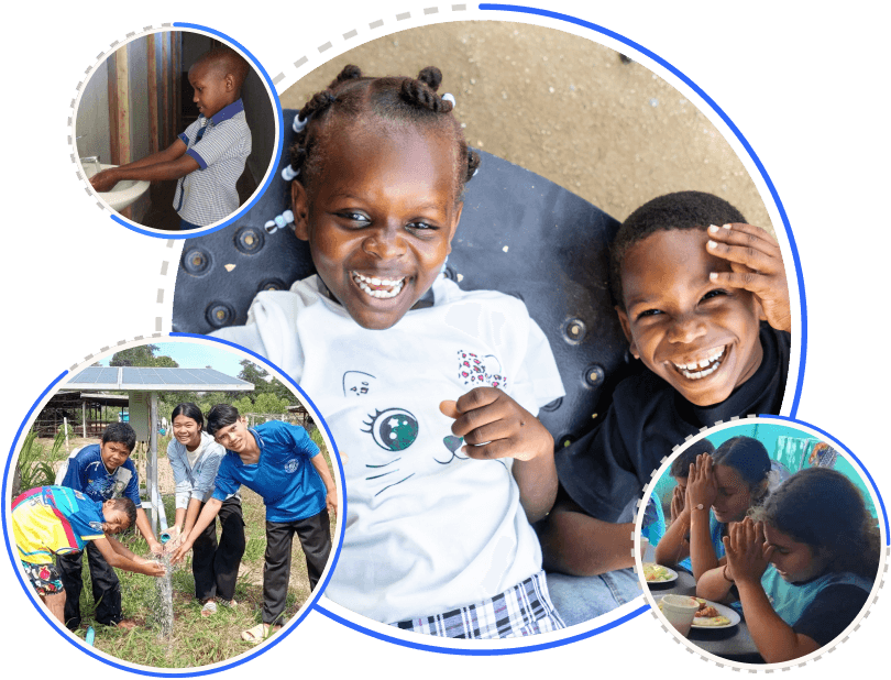 Children from Compassion programs - circular photo collage