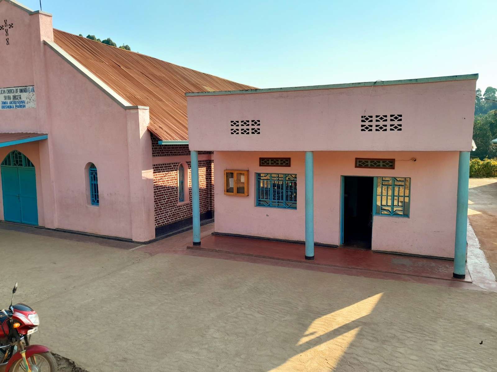 Exterior of the current office beside of church.