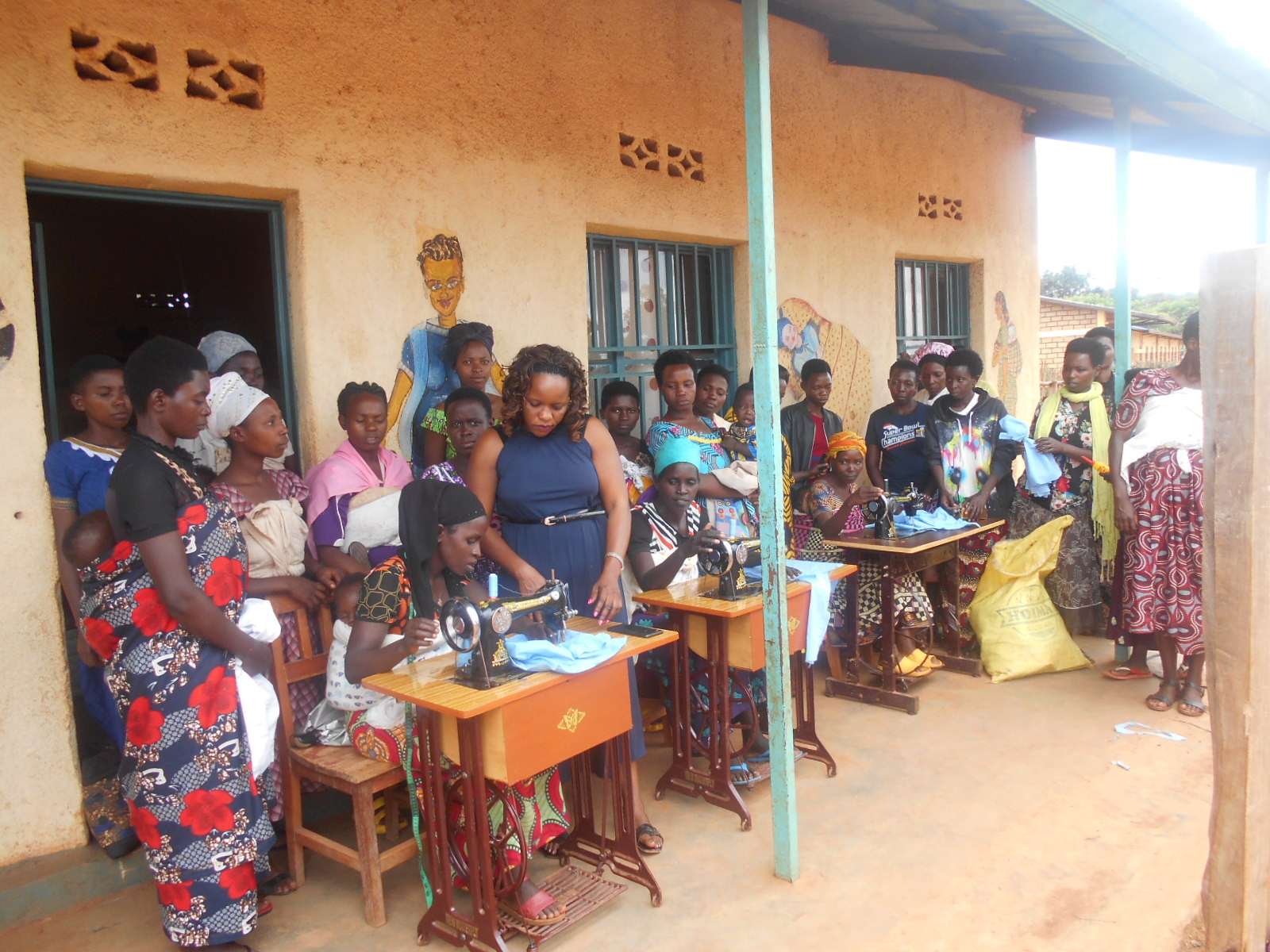 These are some of the mothers learning to sew