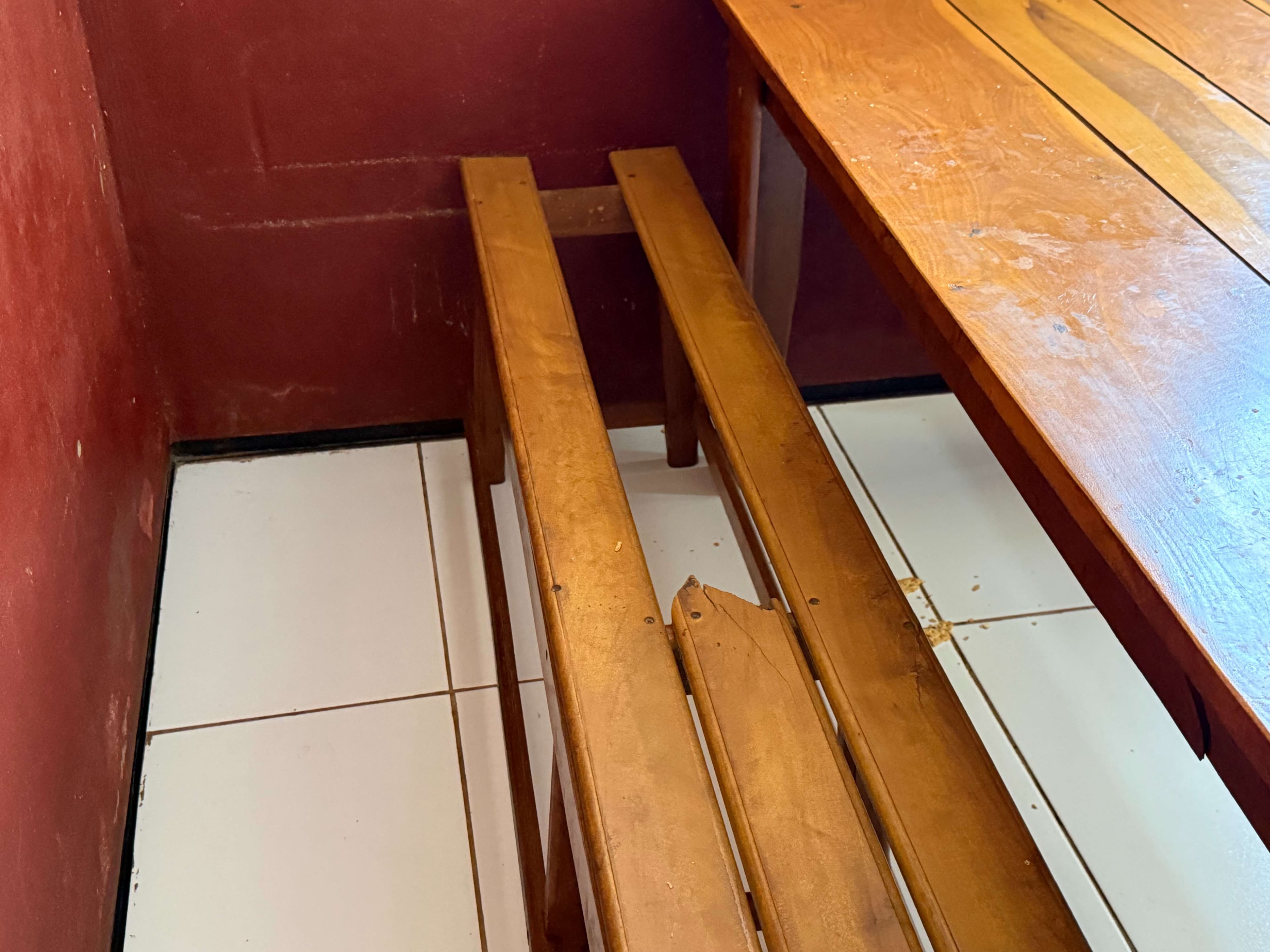 Defective wooden benches