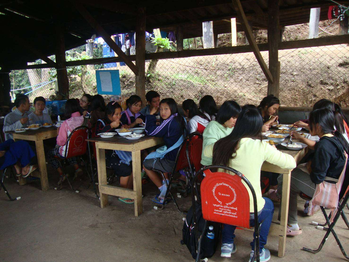 Dormitory students get to eat before going to school.