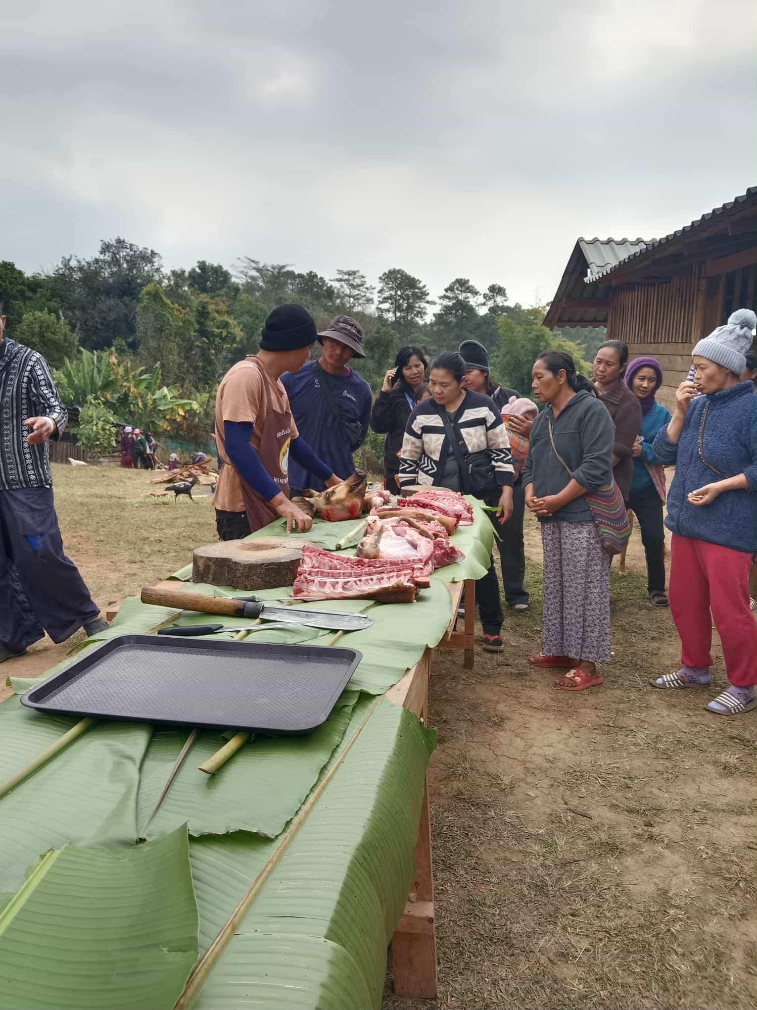 Learning the steps and methods for making fermented pork sausage (Naem Moo).