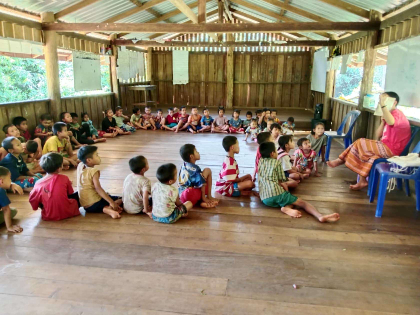 Engaging in daytime activities without electricity, where imagination and collaboration shine bright.