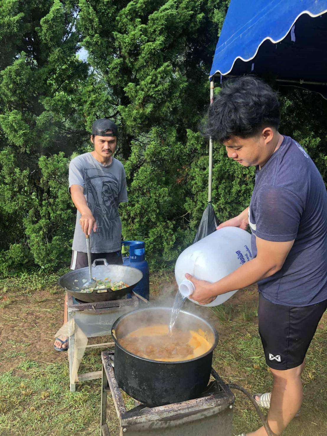 Processing the pumpkin together.