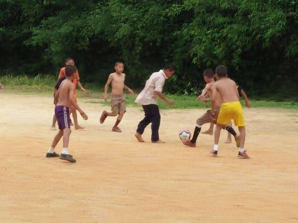 Children playing football 