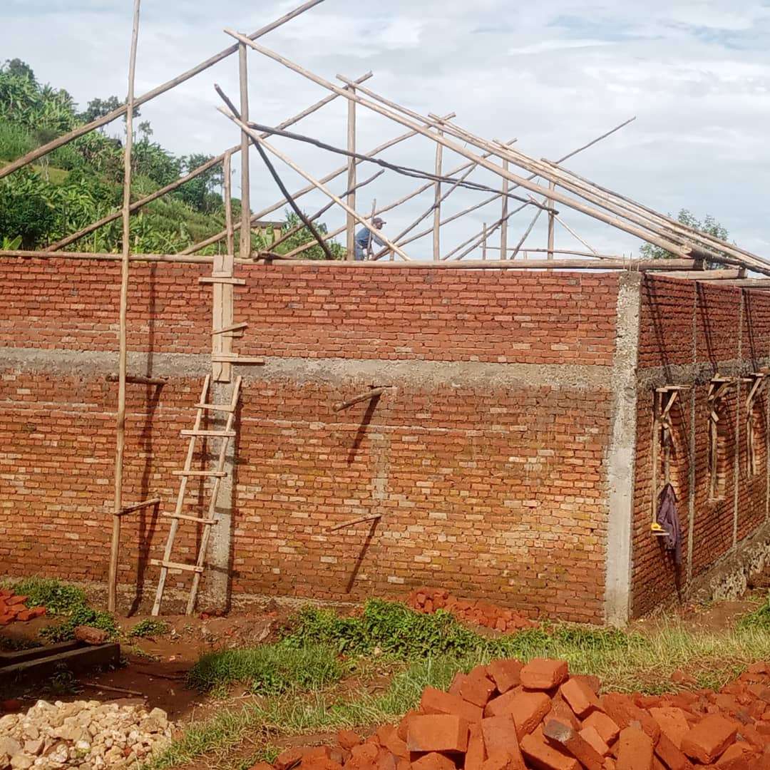 The photo shows the early roofing process of the center.