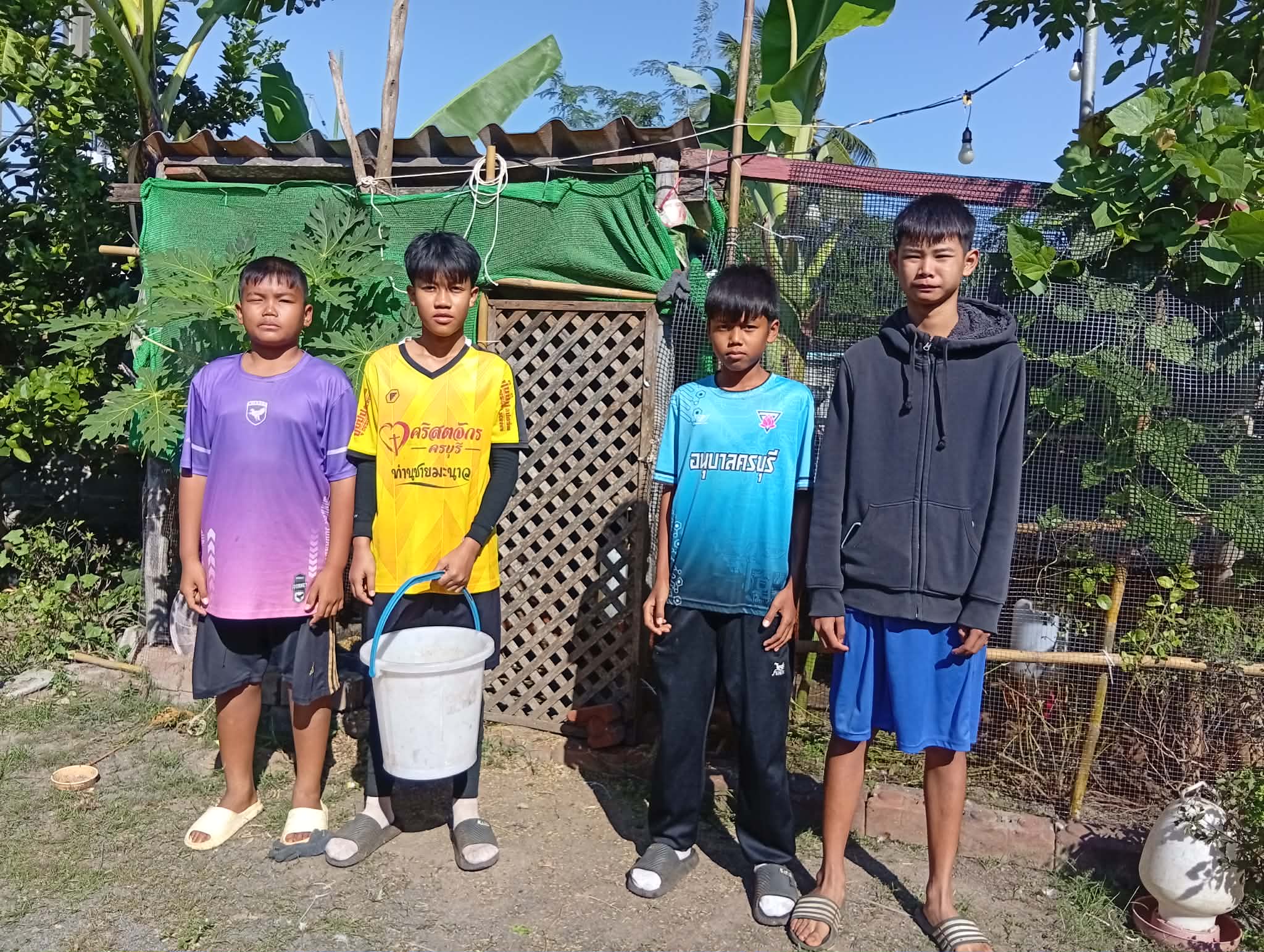 Feeding Time: Children and families come to the church twice daily to care for the chickens!