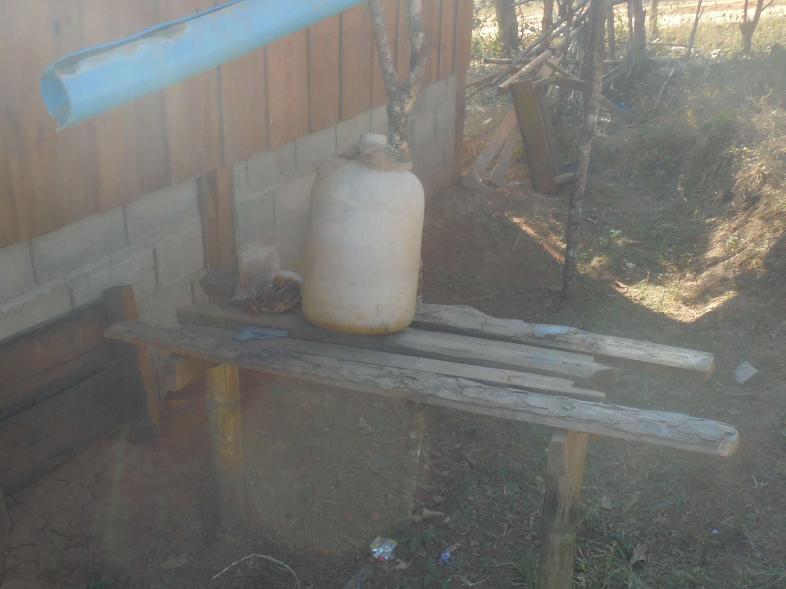 A water tank that has been in use for a long time.