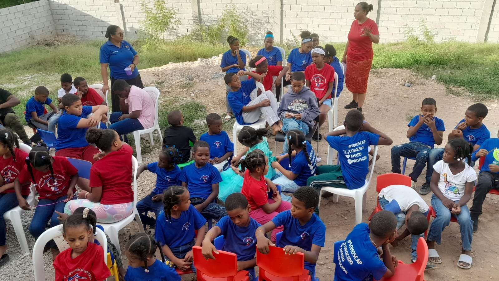 Children waiting to receive Bible class