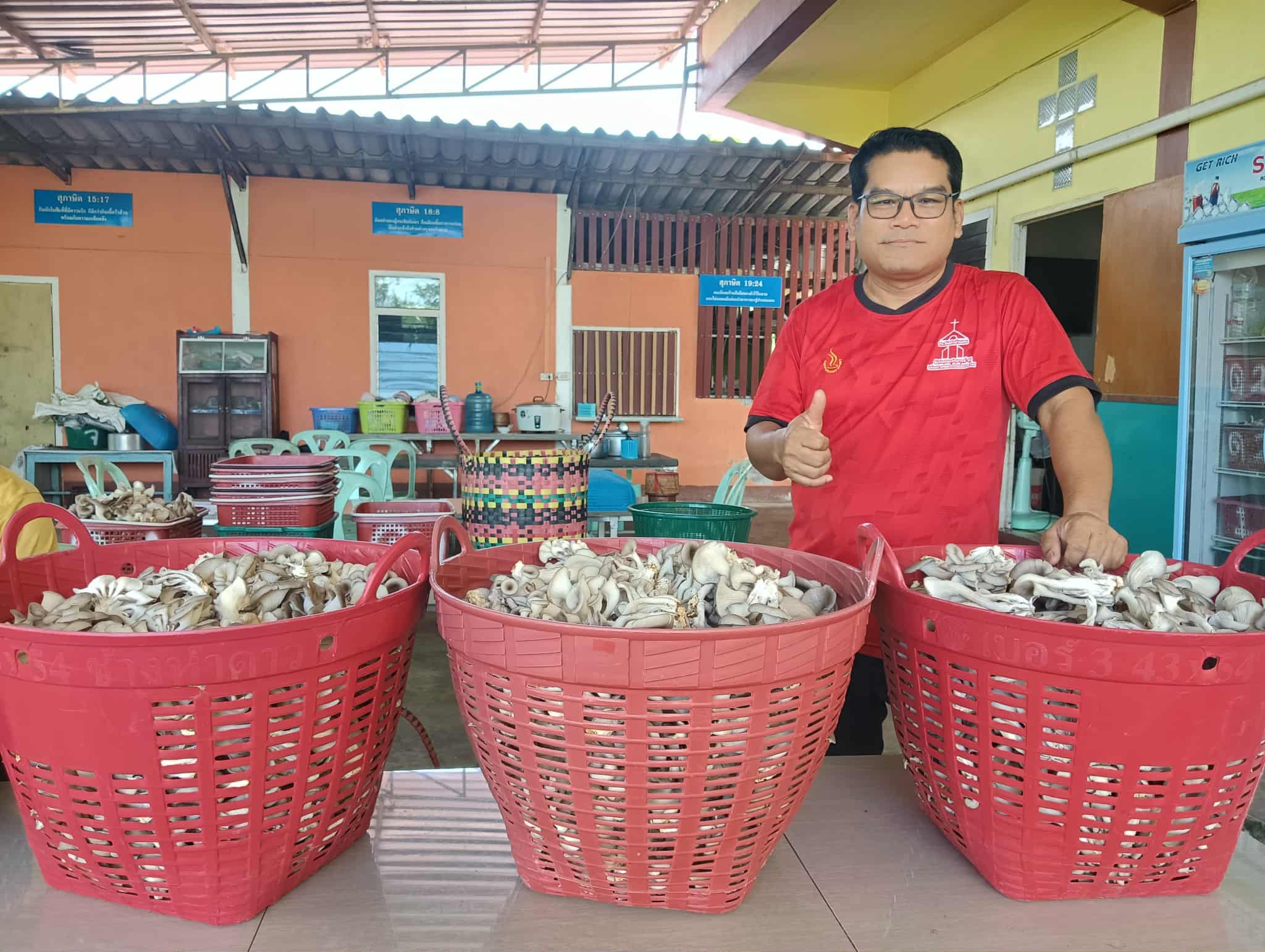 Prepare to cut off the mushroom