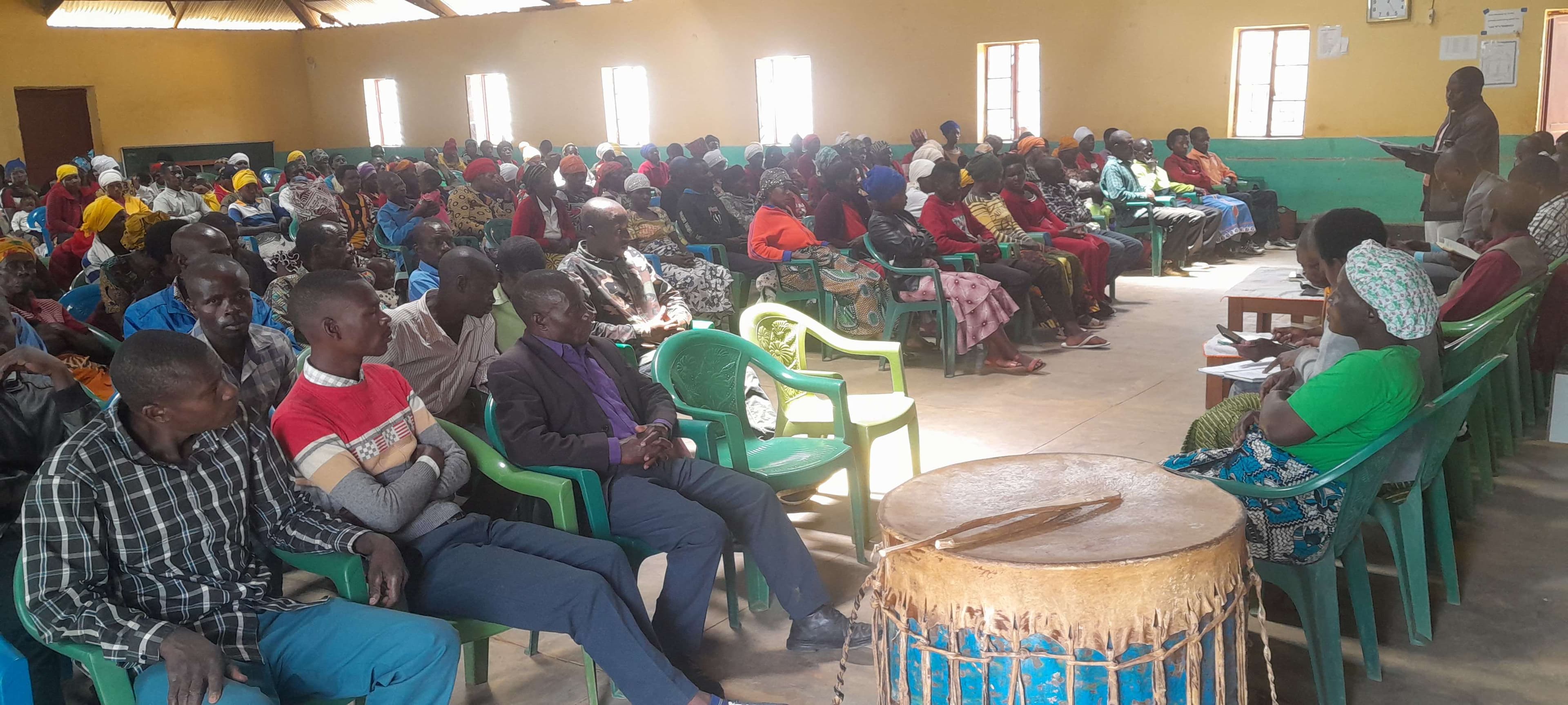 The Church congregation meeting to discuss about the possibility of Constructing a malt-purpose hall. 