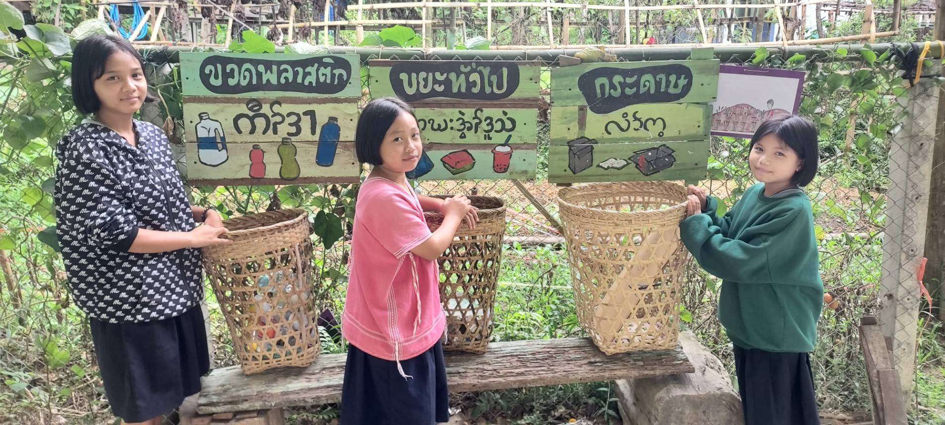 Waste separation by local girls