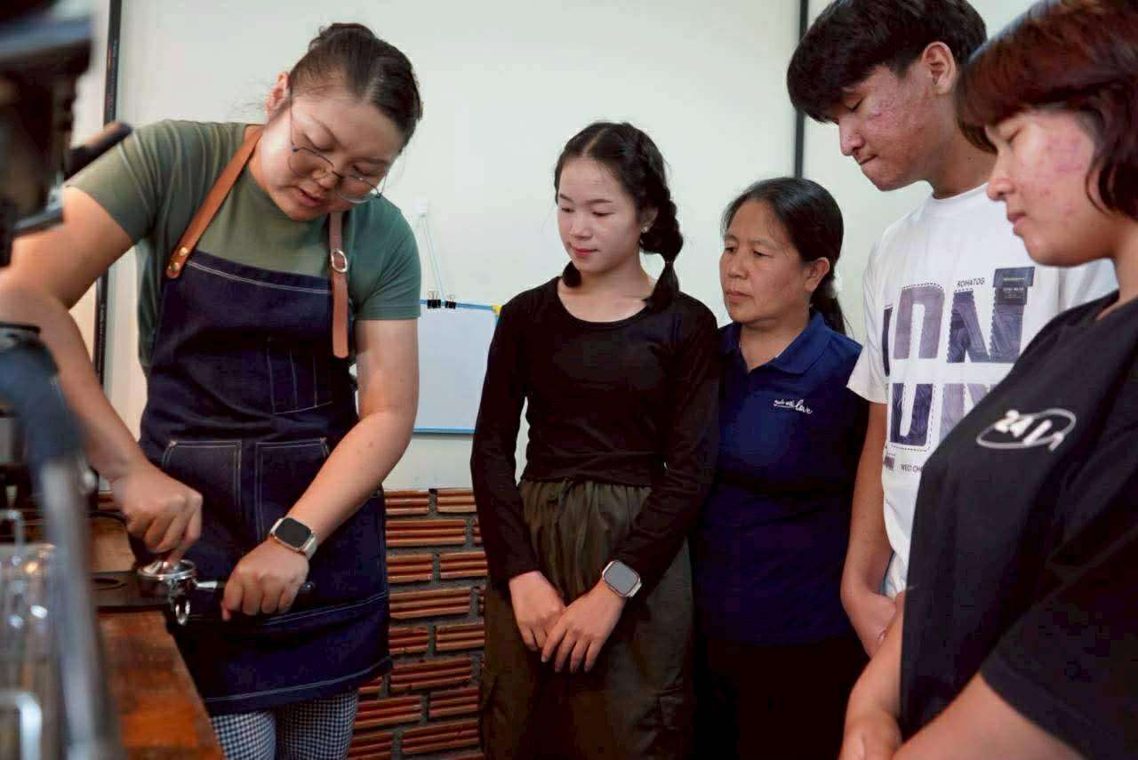 The youth learned the basics of making drinks.