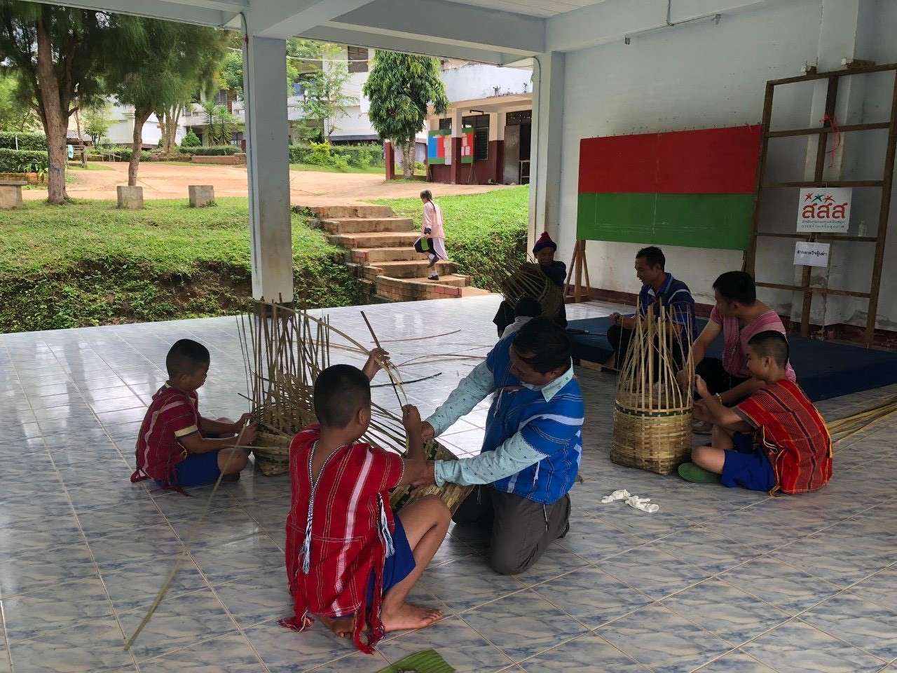 Children learn to weave in various forms.
