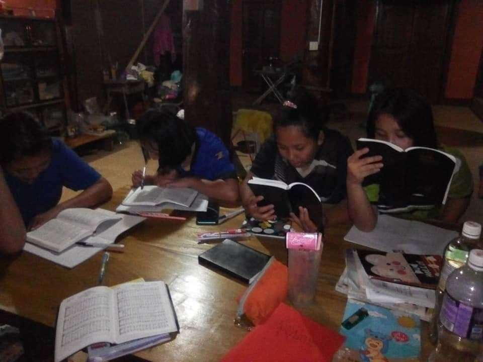 Children need light to read and do homework at home.