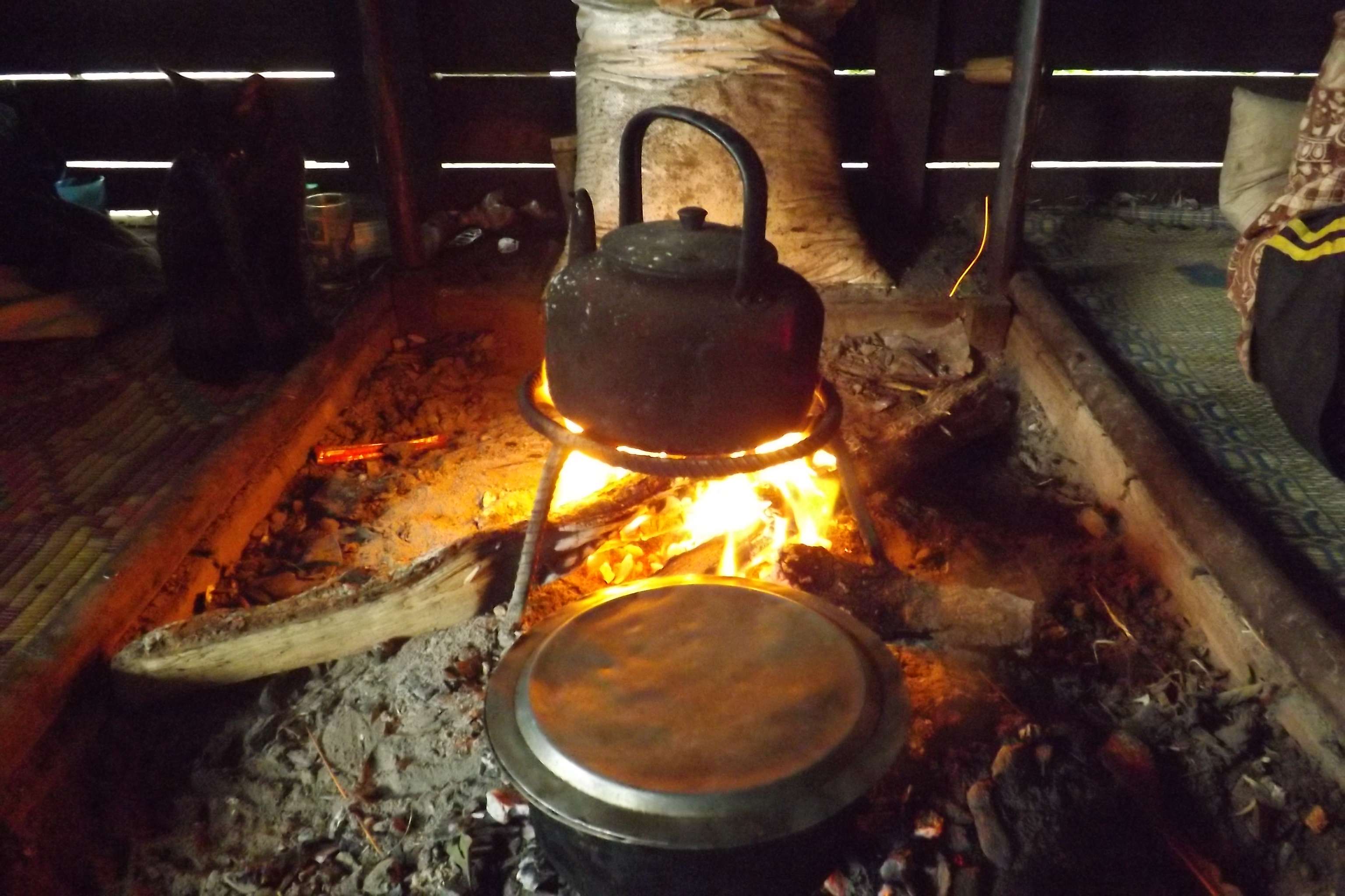 The villagers boil water to drink.
