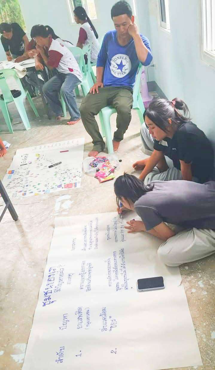 Youth work together to make a map of their community.