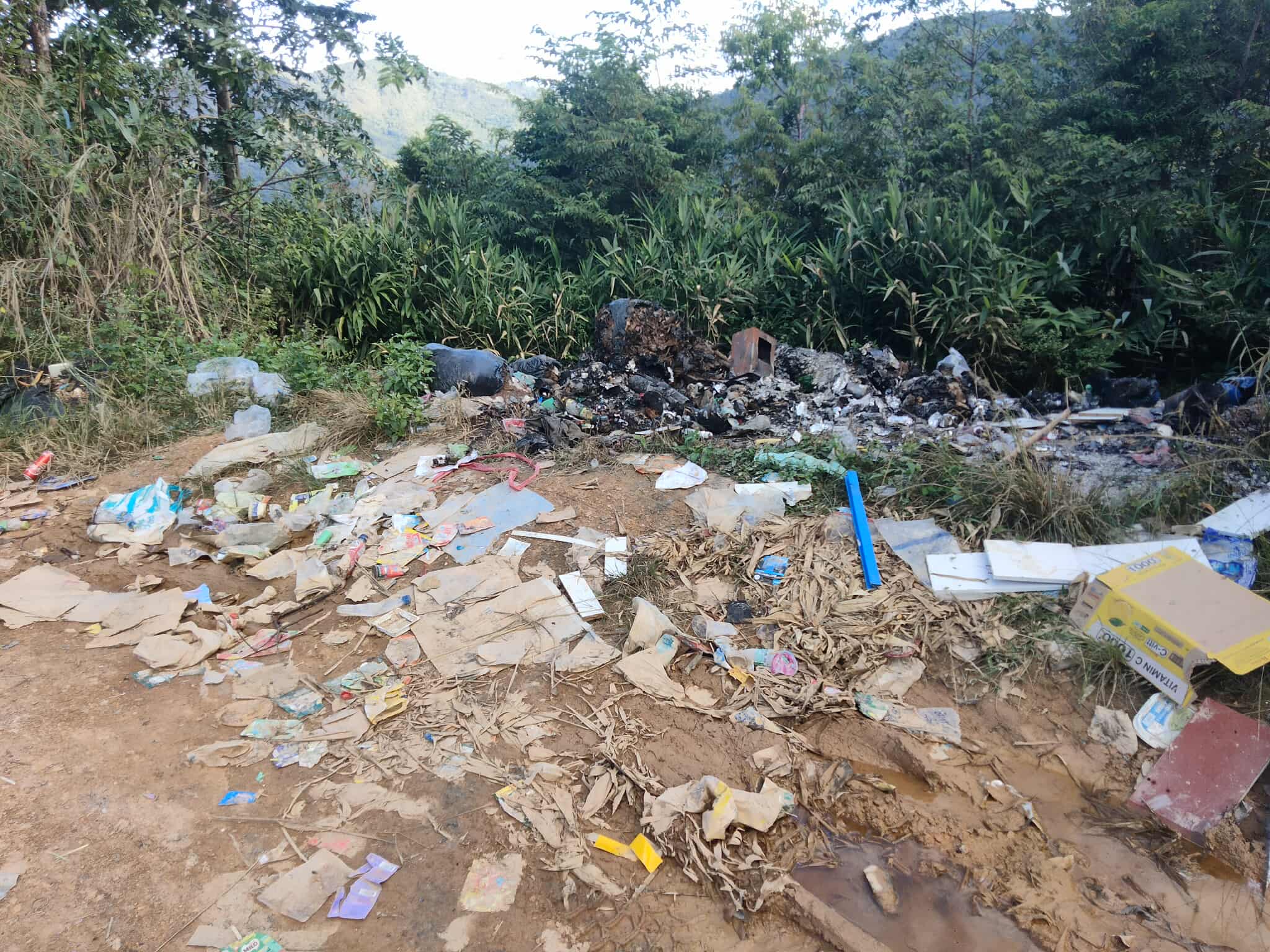 
"Overflowing with potential: Our community garbage pit is full! Let's take action together to promote proper waste disposal and recycling for a cleaner future."