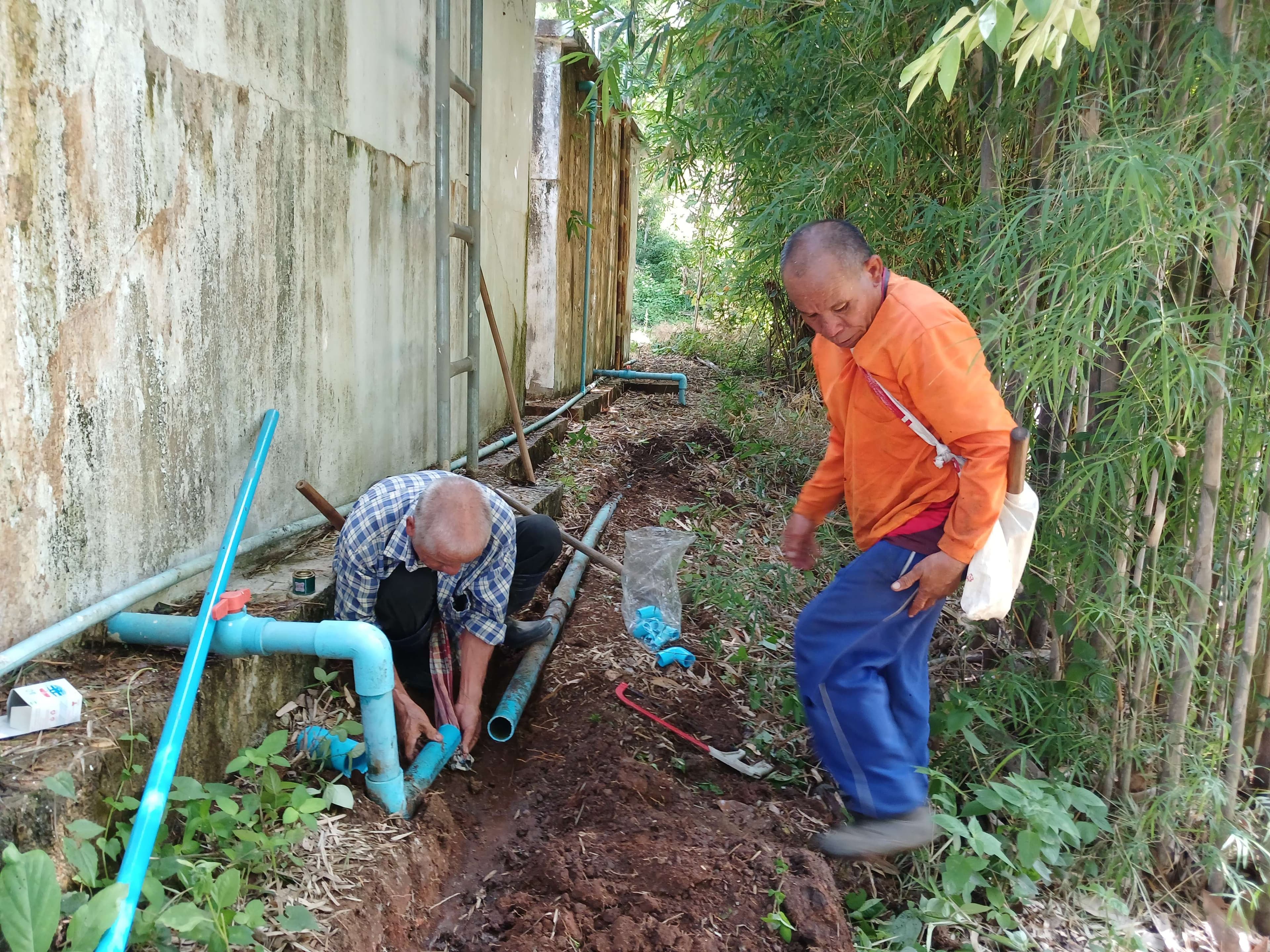 Repair the damaged pipeline that carries water from the mountain to the village.