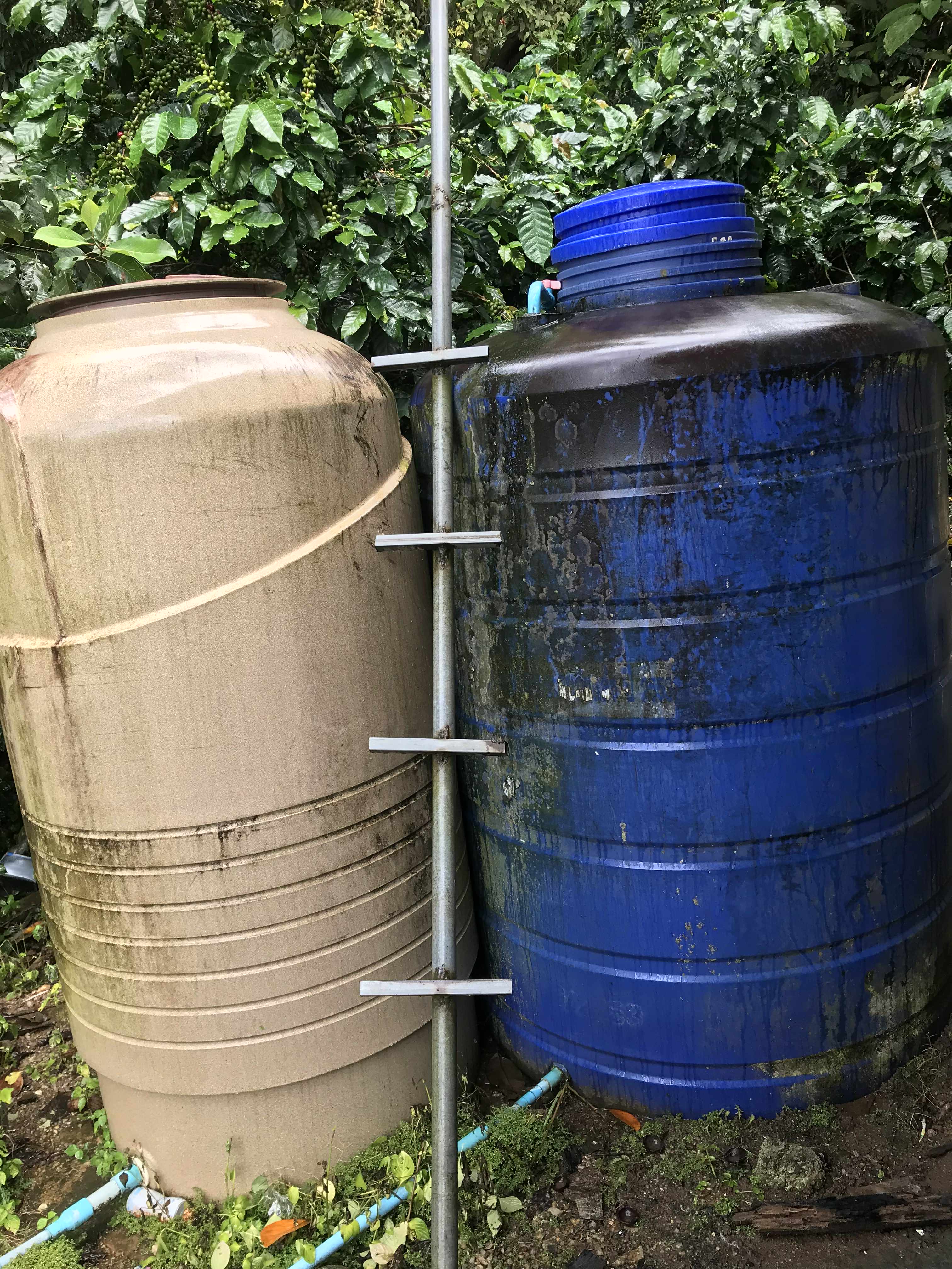 Long-term use has led to the water tanks becoming worn and potentially contaminated, highlighting the need for regular cleaning, maintenance, or replacement to ensure safe drinking water.