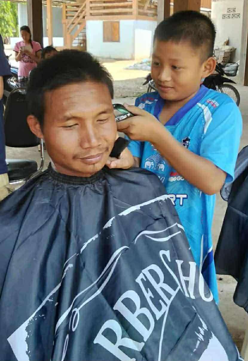 My first experience practicing men's haircuts.