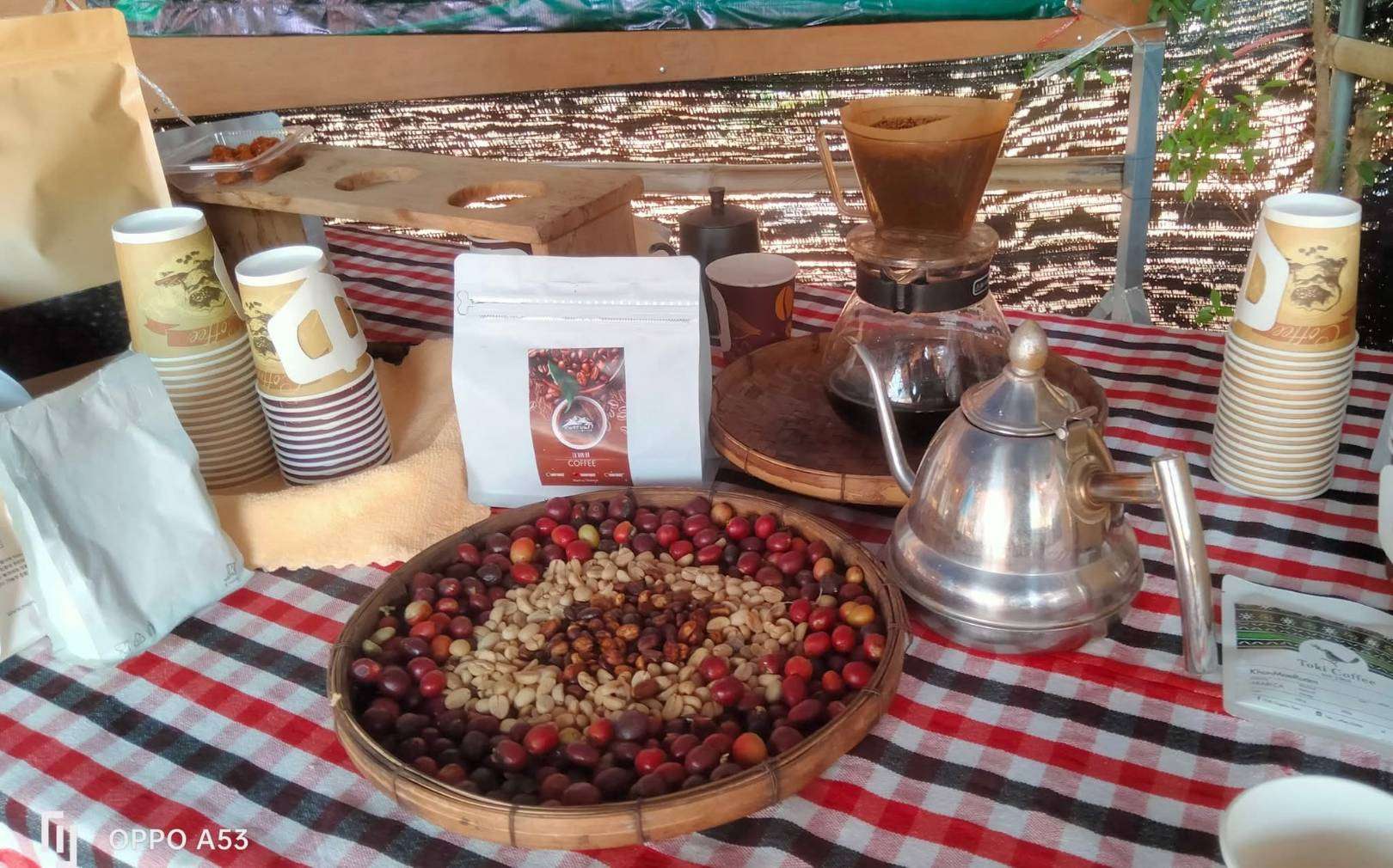 Coffee products from the community that the children processed