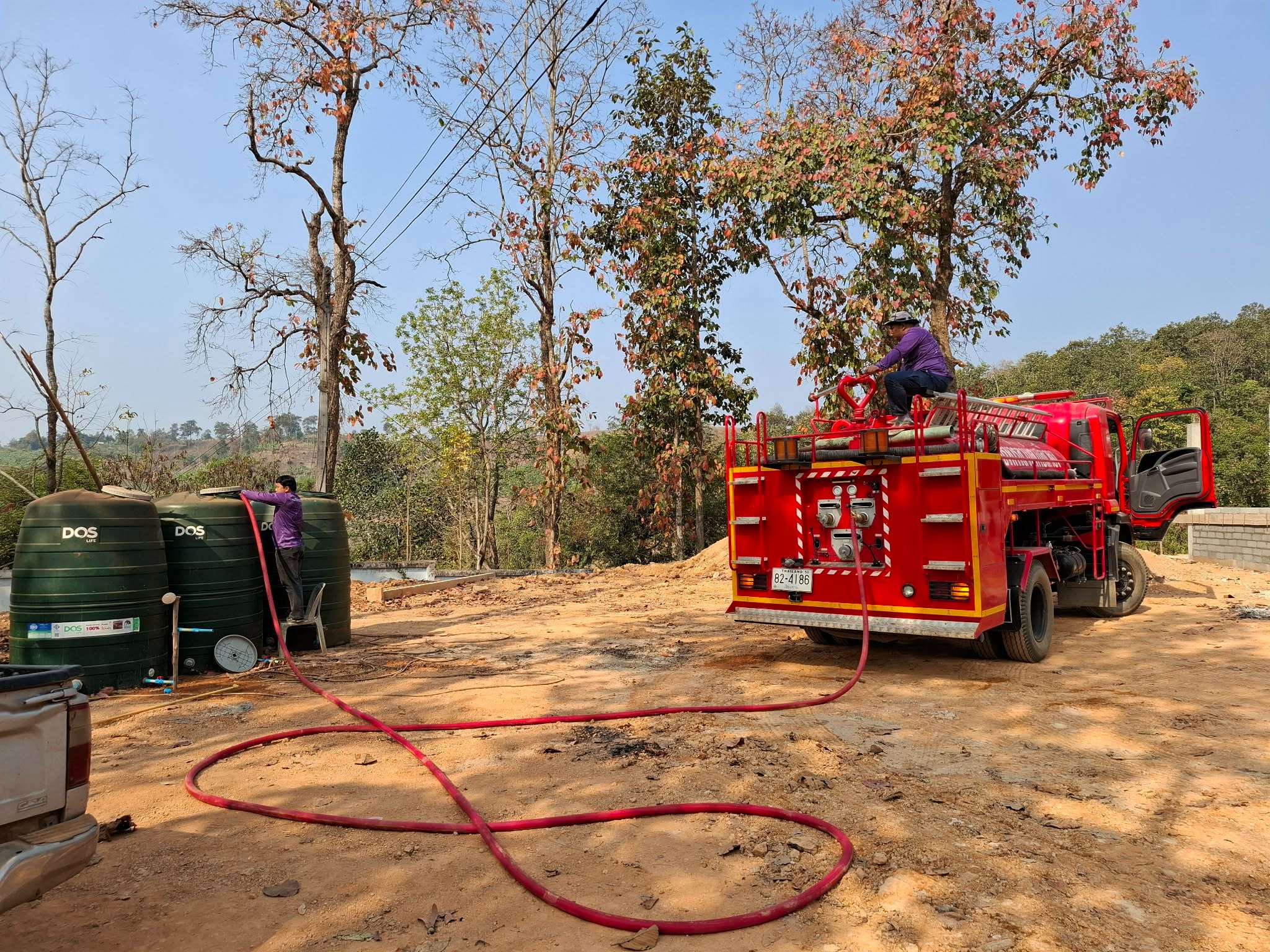 During festival periods, government agencies assist by refilling and supporting the local water supply due to the shortage of water resource.