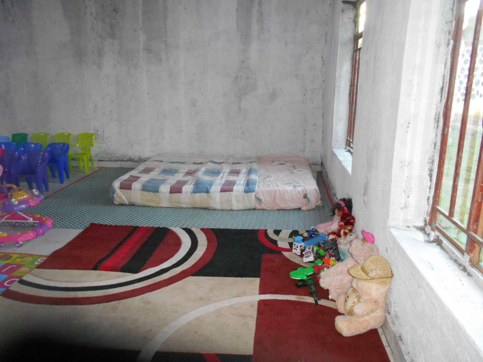 The Photos shows one of the new mattresses where children will be sleeping in the new center.
