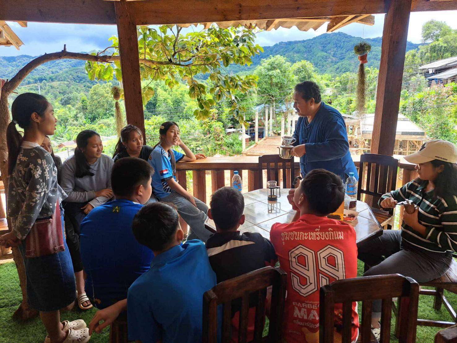 Coffee making process training for children and youth