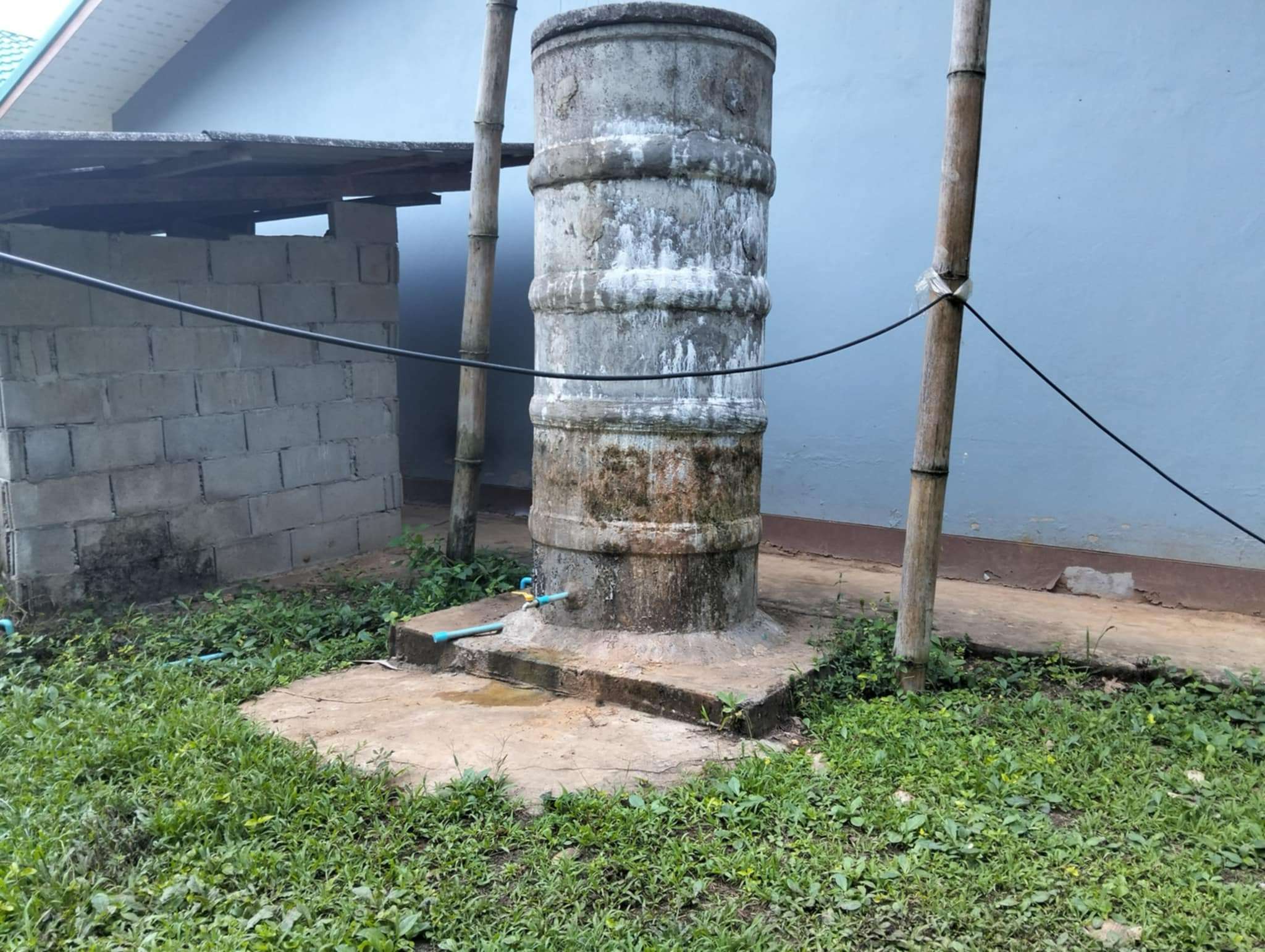 The water tank at the church stores water for drinking purposes.