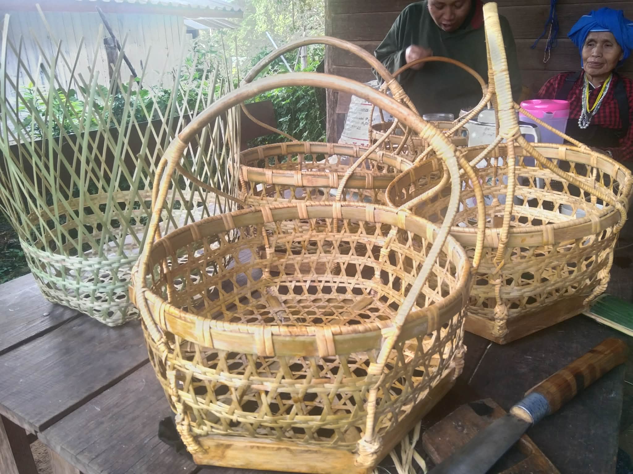 Elegant Craftsmanship: A beautifully woven bamboo gift basket, perfect for souvenirs and showcasing the artistry of our community!