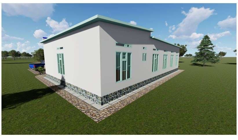 Proposed back view of new child center construction 