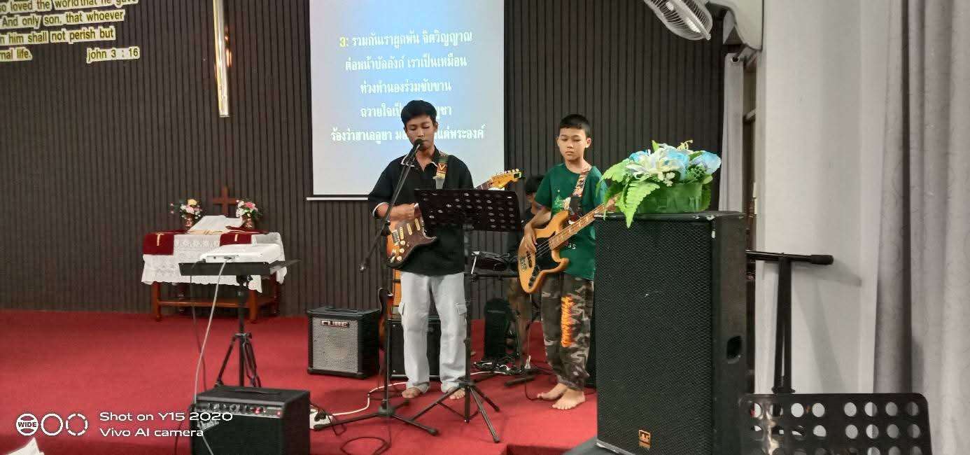 Playing worship music on Sundays.