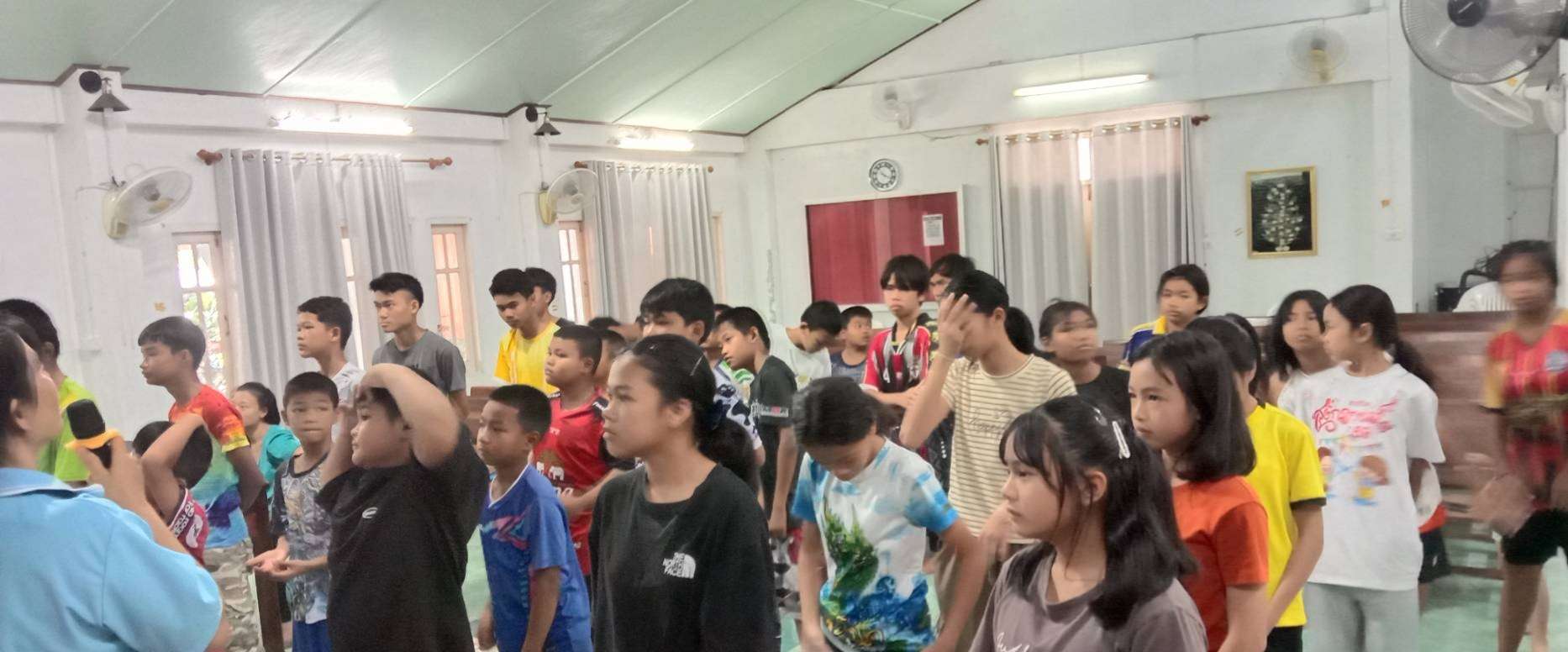 The children lined up to participate in the activity.