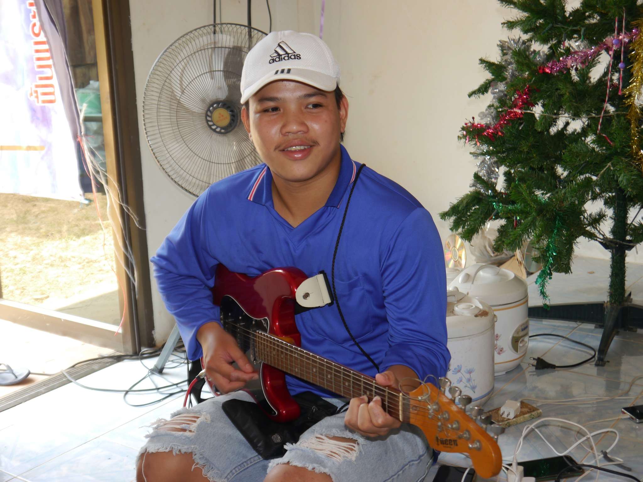 Practicing the guitar