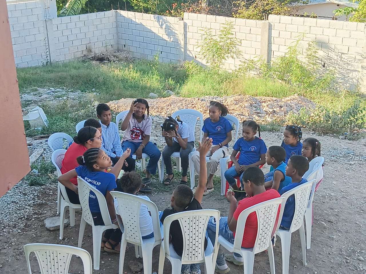 Children participating in a Bible and values class