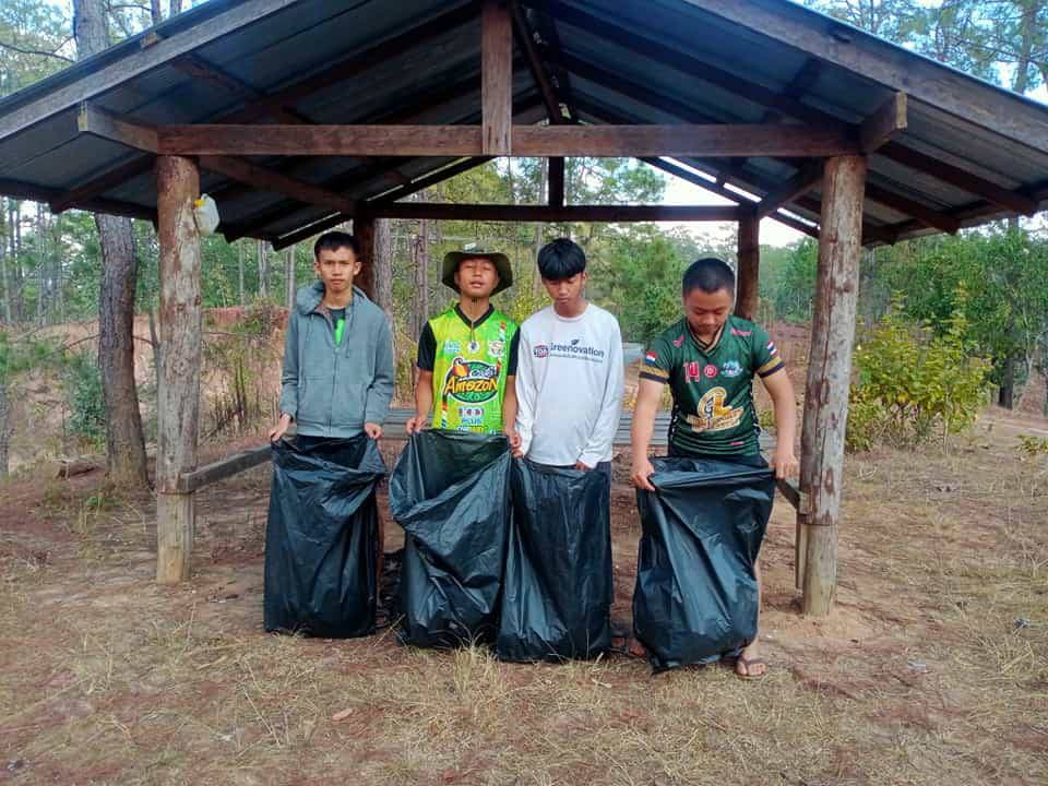 Garbage collection at the community pavilion