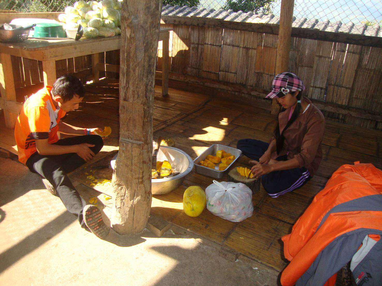 Cooking food for the dormitory kids
