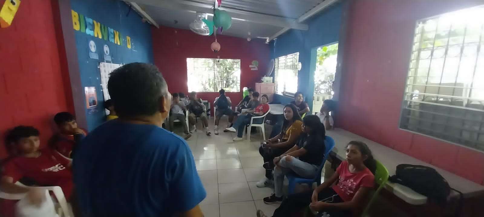 Young people gathered in class