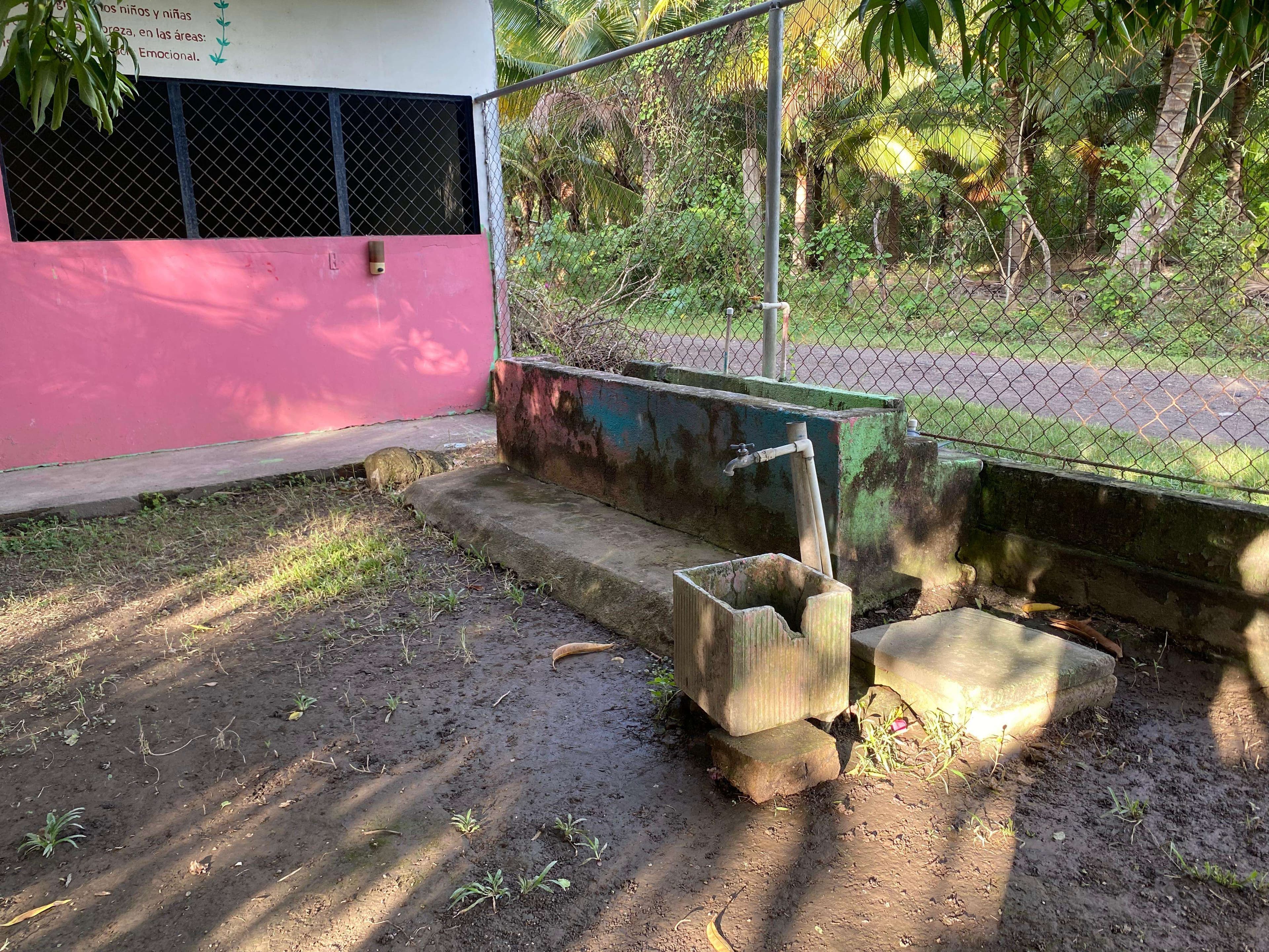 Streams of water used for washing hands.