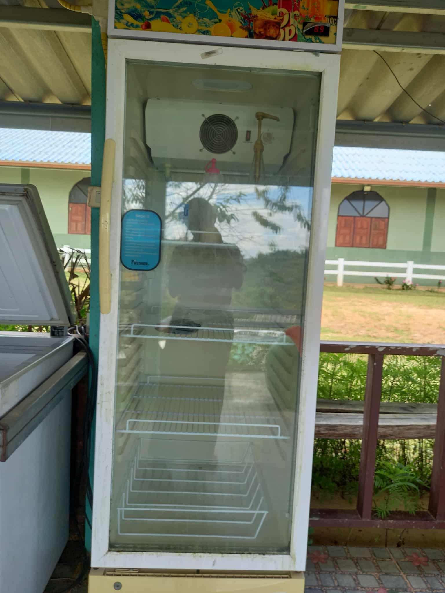 Refrigerator for bottled coffee and various milks.