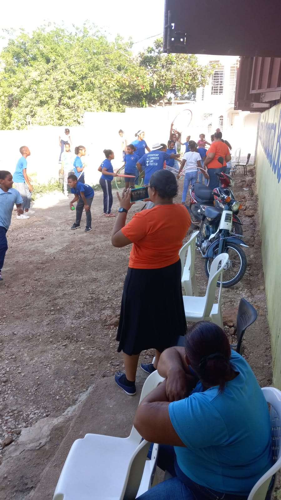 group of children doing sports activities