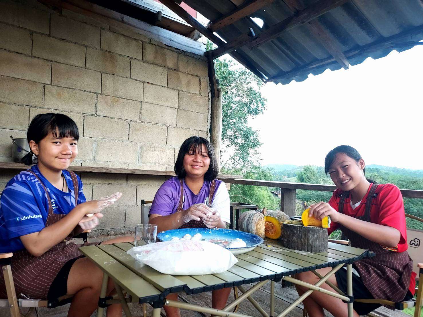 The young people are practicing making pastries.