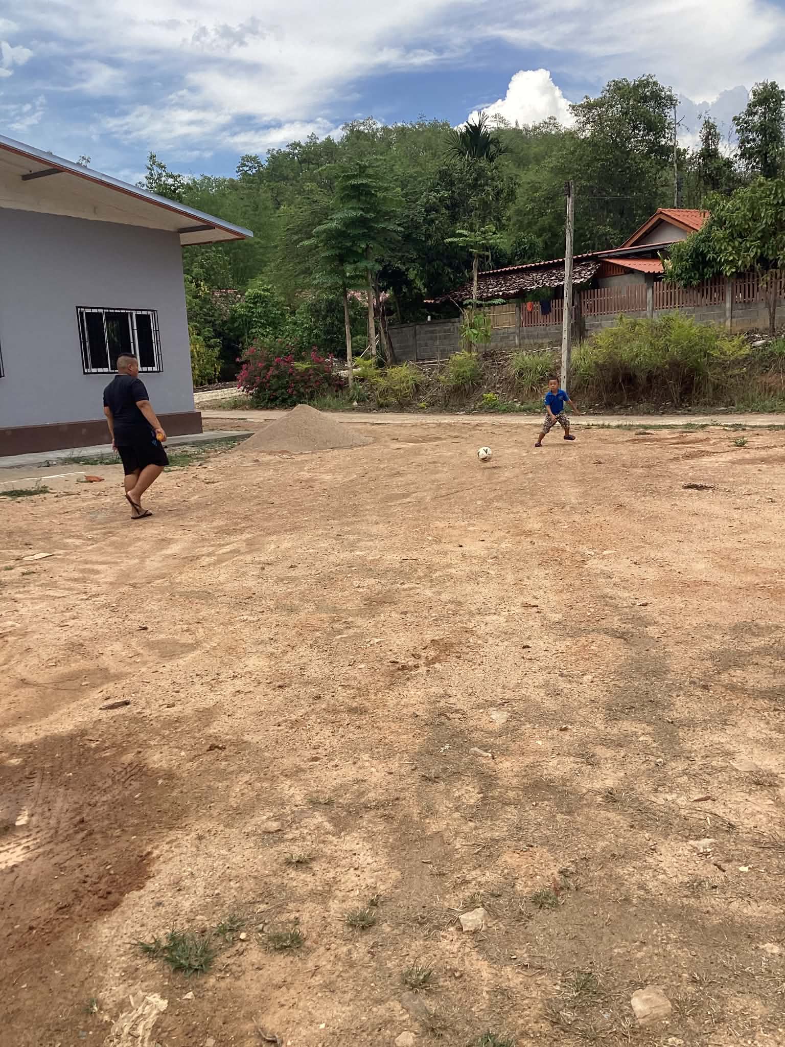 Non is enjoying playing ball.