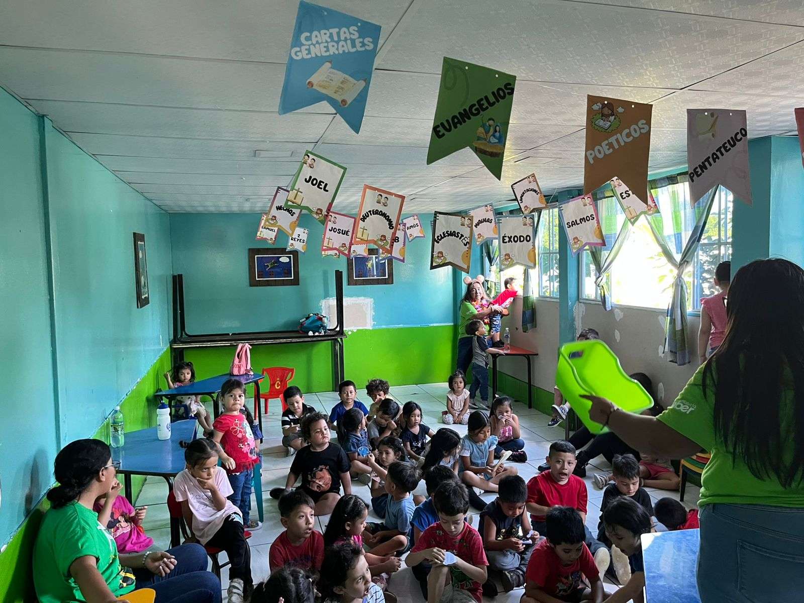 Children having classes on the second floor